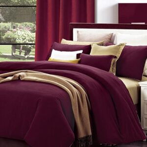 Stylish Reversible Solid Color Cotton 4-Piece Duvet Cover Sets