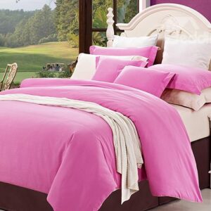 Solid-colored Super Lovely Pink 4-Piece Cotton Duvet Cover Sets