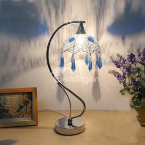 Creative Decorative Umbrella Design Crystal Tassel Bedside Table Lamp