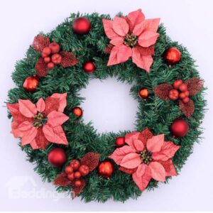 Bloomy Bright Red Color 50cm Christmas Wreath