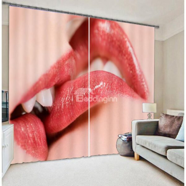 Sexy Red Lips Print 3D Blackout Curtain