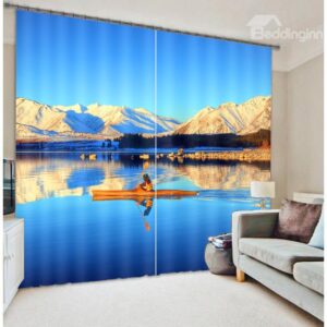 High Quality Sea Boat Print 3D Blackout Curtain