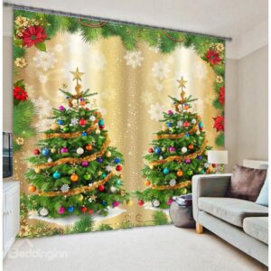 Christmas Trees Print 3D Light Blocking Curtain