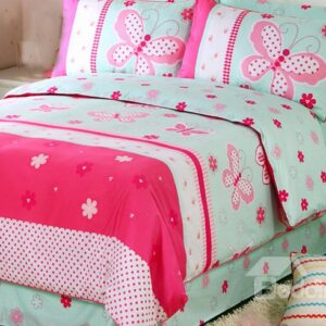 Graceful Butterfly Pattern 100% Cotton 4-Piece Duvet Cover Set
