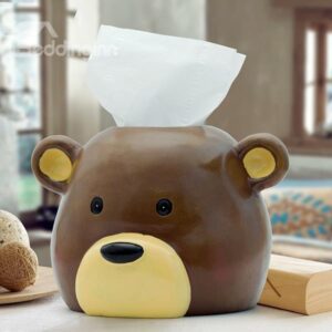 Creative Animal Design Resin Bear Head Tissue Box Desktop Decoration