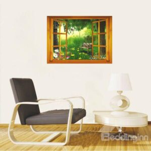 Fairy World of Green Window View Removable 3D Wall Sticker