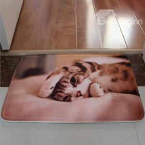 Cute Yoga Kitten Flannel Anti-Slipping Doormat