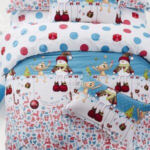 Lovely Snowman Christmas Gift Print 4-Piece Cotton Duvet Cover Sets