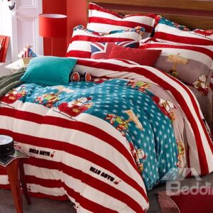 Christmas Snowman & Snowflake Print 4-Piece Duvet Cover Sets