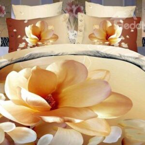 Excellent Magnolia Print 4-Piece 100% Cotton Duvet Cover Sets