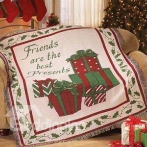Fancy Christmas Gift Cotton White Decorative Blanket