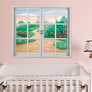 Lovely Cartoon Style Way to the Castle Window View Removable 3D Wall Sticker