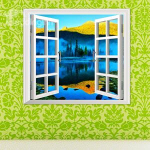 Beautiful Lake Natural Scenery Window View Removable 3D Wall Sticker