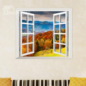 Rolling Mountains Stretching to the Horizon Window View Removable 3D Wall Sticker