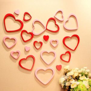 Romantic Heart Design Wooden 1 Set 3D Wall Sticker