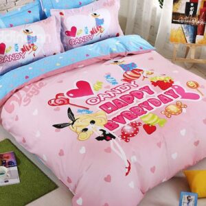 Lovely Rabbit Girl 100% Cotton 4-Piece Duvet Cover Set