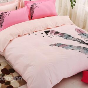 Fancy Feather Print Kids 4-Piece Duvet Cover Set