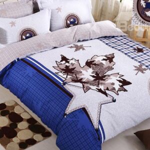 Stylish Maple Leaf Kids Cotton 4-Piece Duvet Cover Set