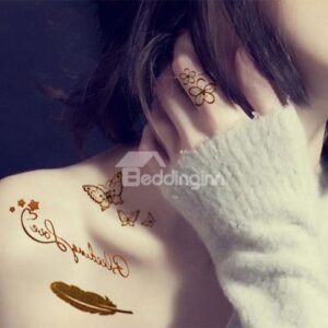 Fabulous Water-Proof Metal Butterfly Feather Letter 1 Set Body Tattoo Sticker