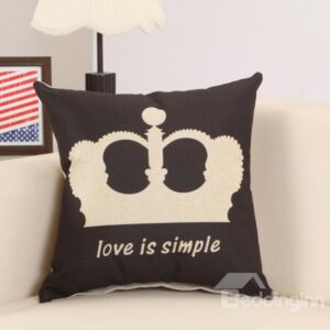 Noble Crown Print Coll Black Decorative Throw Pillow
