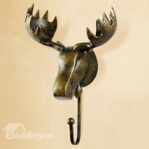 Vintage Decorative 3D Animal Design Elk Head Resin 3-Color Wall Hook
