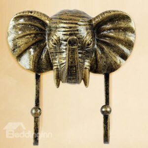 Vintage Decorative 3D Animal Design Elephant Head Resin 3-Color Wall Hook