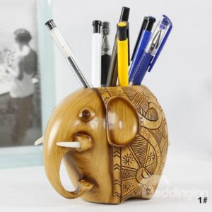 Creative Elephant Design Resin Pen Holder Desktop Decoration