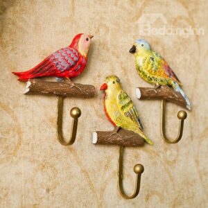 Lovely Birds Design 1-Set Resin Wall Hooks