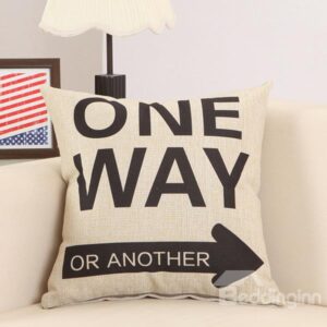 Black Arrow Letter Print Cotton & Linen Throw Pillow