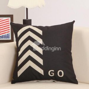 Fashionable Arrow Print Cotton Linen Black Throw Pillow