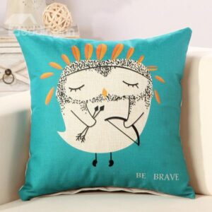 Cartoon Owl Refreshing Fluffy Blue Throw Pillow