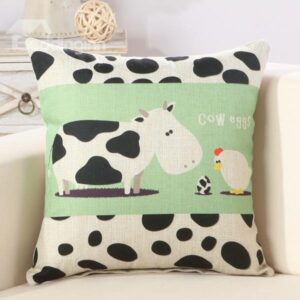 Cute Cartoon Caw & Hen Print Cotton & Linen Throw Pillow