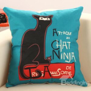 Cat Sat on The Bench Print Decorative Throw Pillow