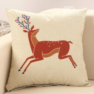Running Sika Deer Print Cotton & Linen Throw Pillow