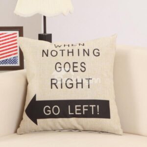 Chic Go Left Arrow Print Cotton Linen Throw Pillow