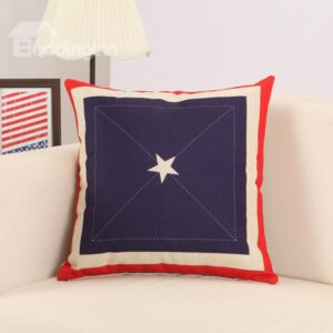 Simple Star Print Soft Cotton Linen Throw Pillow