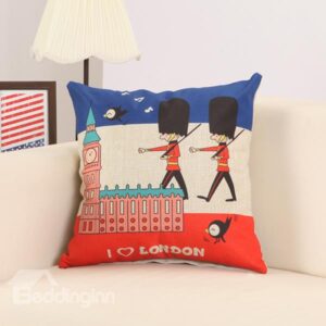 Cartoon Britain Imperial Guard Print Decorative Throw Pillow
