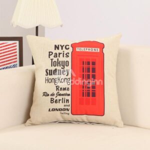 London Red Telephone Booth Print Soft Decorative Throw Pillow