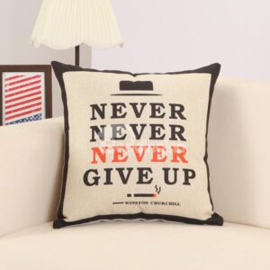 Never Give Up Print Super Fluffy Stylish Throw Pillow