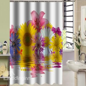 Gorgeous Vivid Water Flower Bathroom Shower Curtain