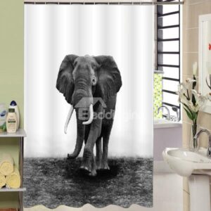 Rural Style Concise Elephant Print 3D Shower Curtain
