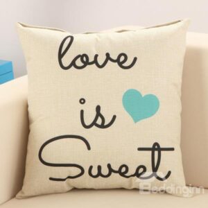 Sweet Love European Style Cotton Linen Decorative Throw Pillow
