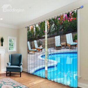 3D Swimming Pool Print Light Blocking Curtain