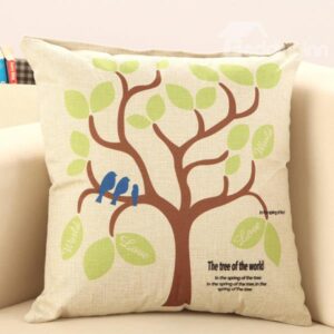 Birds Standing on Tree Print Throw Pillow