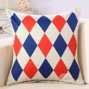 Diamond Check Print Super Fluffy Cotton & Linen Throw Pillow