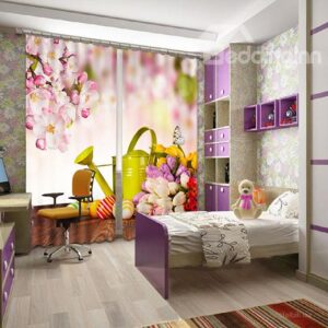 3D Pretty Floral Functional Blackout Curtain
