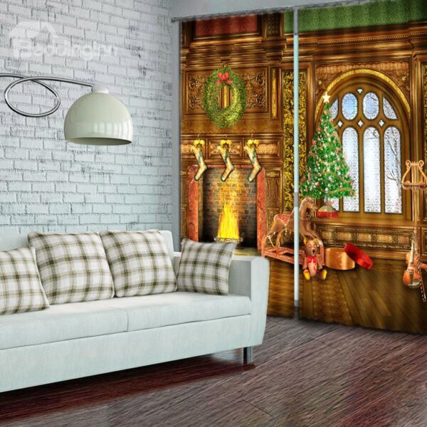 3D Christmas Tree High Quality Blackout Curtain