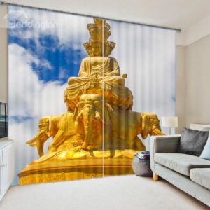 Vivid 3D Digital Printing Polyester Two Pieces Curtain