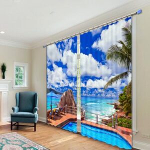 3D Sunny Day Scenery Polyester Blackout Curtain