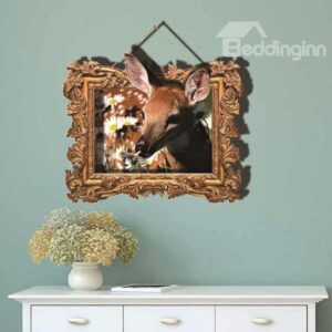 Vivid Deer in Wall Photo Frame Removable 3D Wall Sticker
